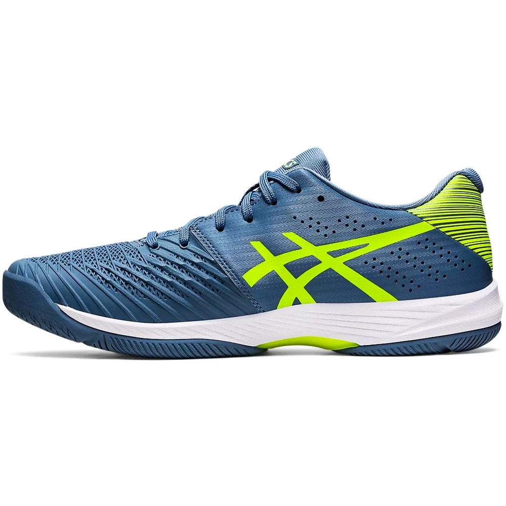 Asics Men’s Solution Swift FF Tennis Shoes (Steel Blue/Hazard Green) - Image 2