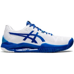 Asics Men’s Gel-Resolution 8 Tennis Shoes (White/Tuna Blue)