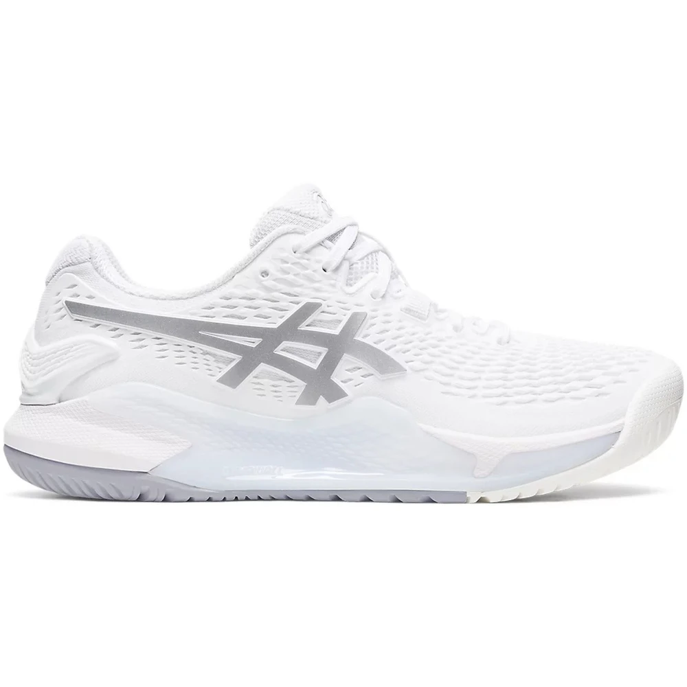 Asics Women’s Gel-Resolution 9 Tennis Shoes (White/Pure Silver)