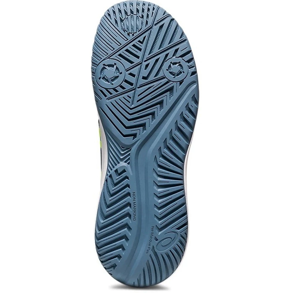 Asics Juniors Gel Resolution 9 Grade School Tennis Shoes (Steel Blue/Hazard Green) - Image 3