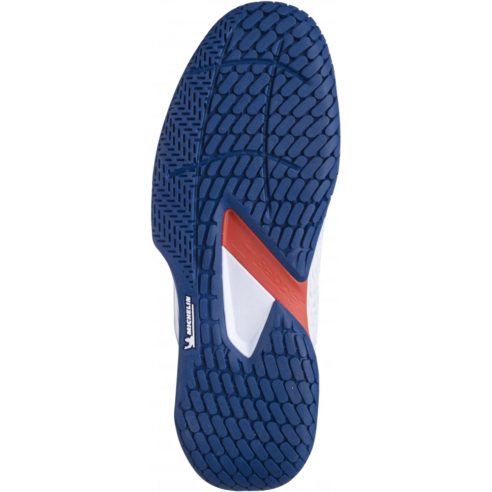 Babolat Men’s Propulse Fury 3 All Court Tennis Shoes (White/Estate Blue/Red) - Image 3
