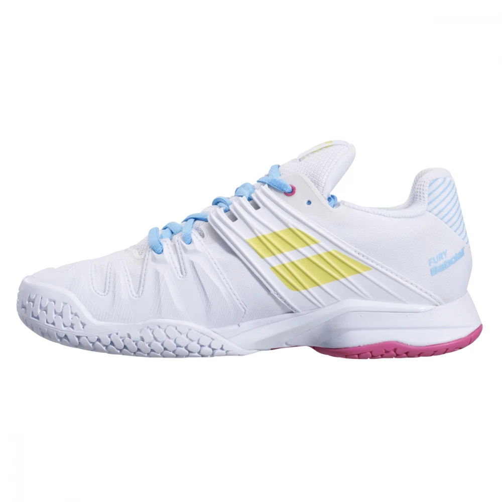 Babolat Women’s Propulse Fury All Court Tennis Shoes (White/Sulphur Spring) - Image 2