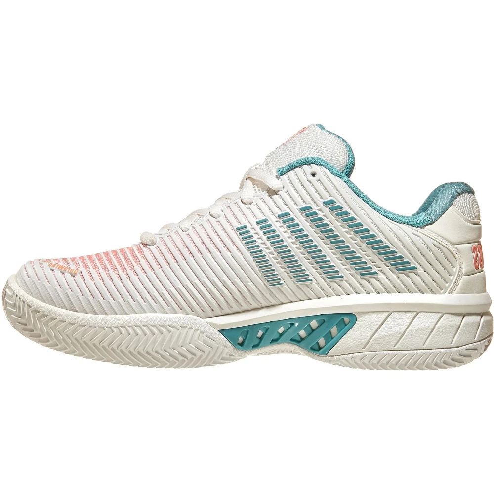 K-Swiss Women’s Hypercourt Express 2 HB Clay Court Tennis Shoes (Blanc De Blanc/Nile Blue/Desert Flower) - Image 2