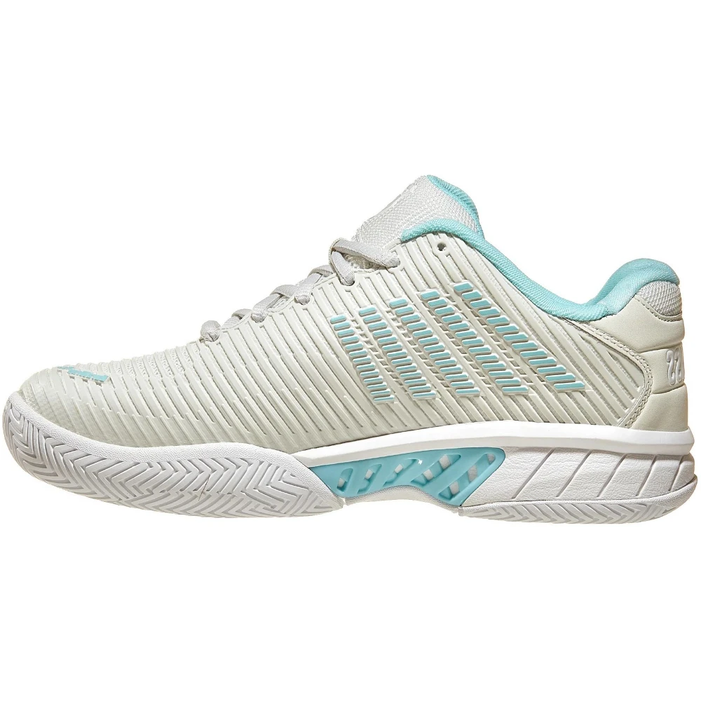 K-Swiss Women’s Wide Hypercourt Express 2 Tennis Shoes (Gray/White/Blue Glow) - Image 2