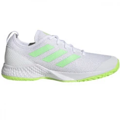 Adidas Men’s CourtFlash Tennis Shoes (White/Beam Green/Solar Green)