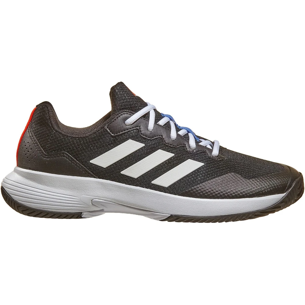 Adidas Men’s GameCourt 2 Tennis Shoes (Core Black/Cloud White/Solar Red)