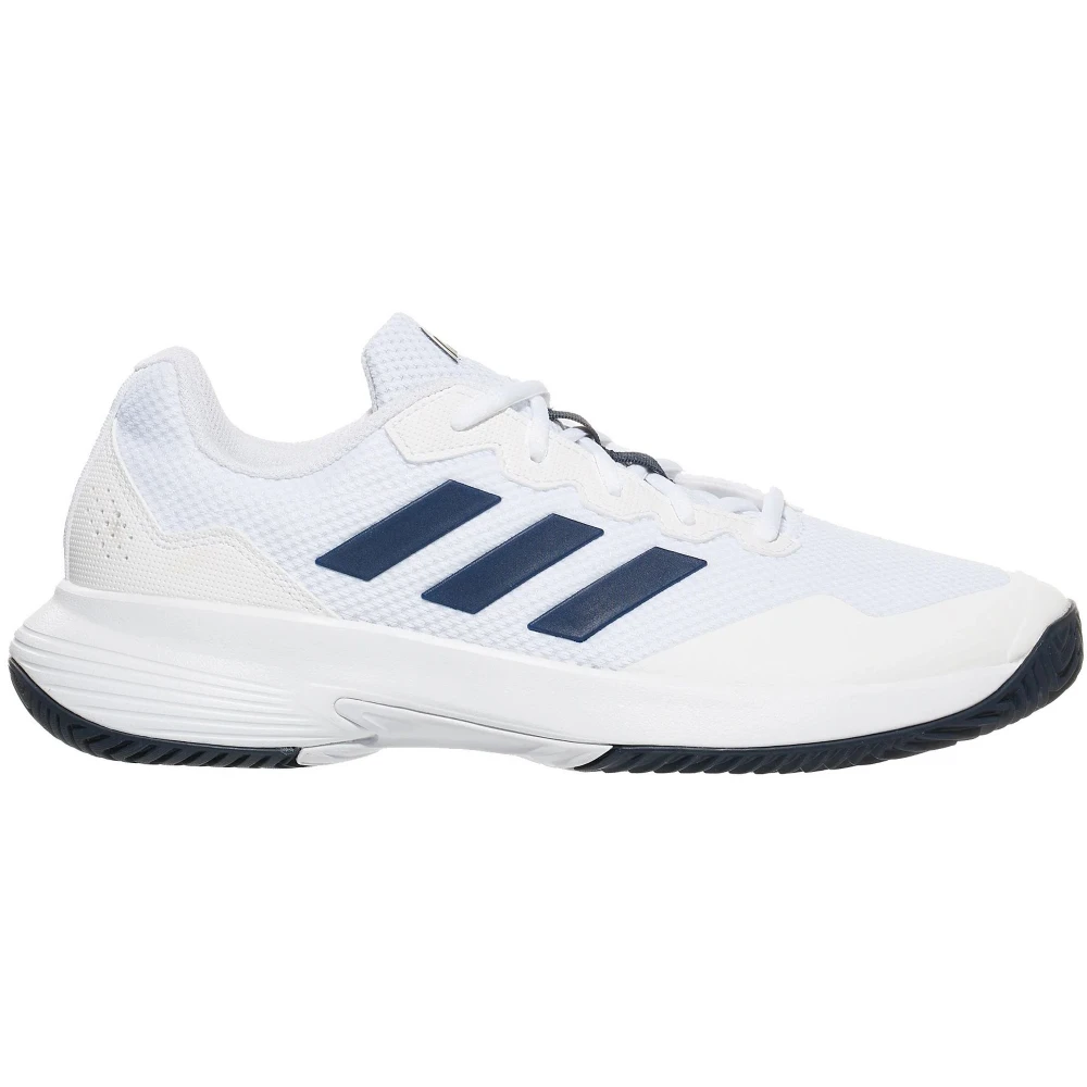 Adidas Men’s GameCourt 2 Tennis Shoes (Cloud White/Team Navy Blue/Cloud White)