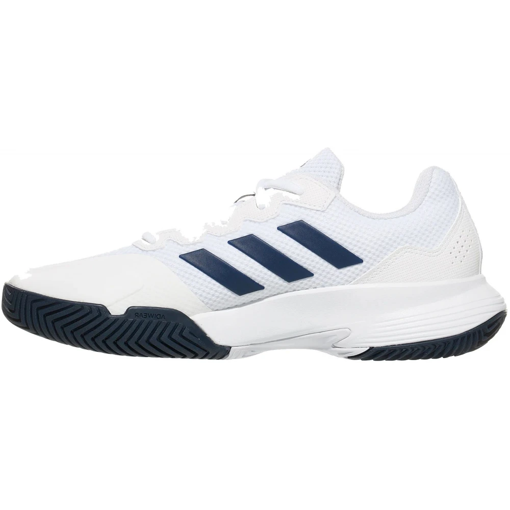 Adidas Men’s GameCourt 2 Tennis Shoes (Cloud White/Team Navy Blue/Cloud White) - Image 2