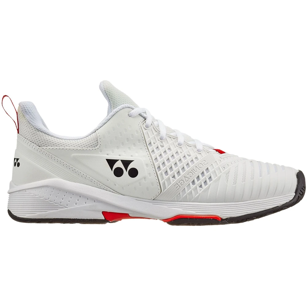 Yonex Men’s Power Cushion Sonicage 3 Tennis Shoes (White/Red)