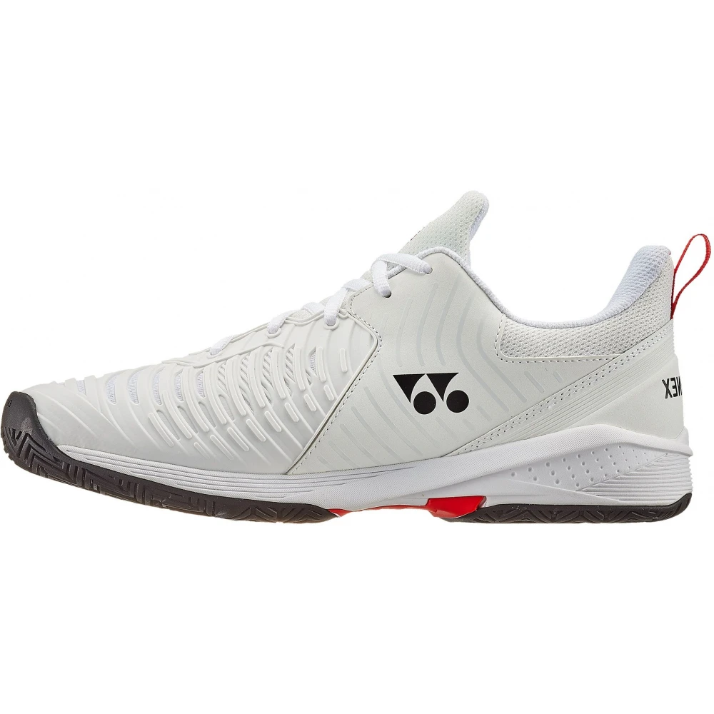 Yonex Men’s Power Cushion Sonicage 3 Tennis Shoes (White/Red) - Image 2