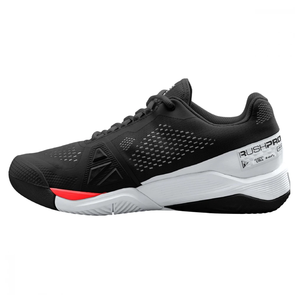 Wilson Men’s Rush Pro 4.0 Tennis Shoes (Black/White/Poppy Red) - Image 2