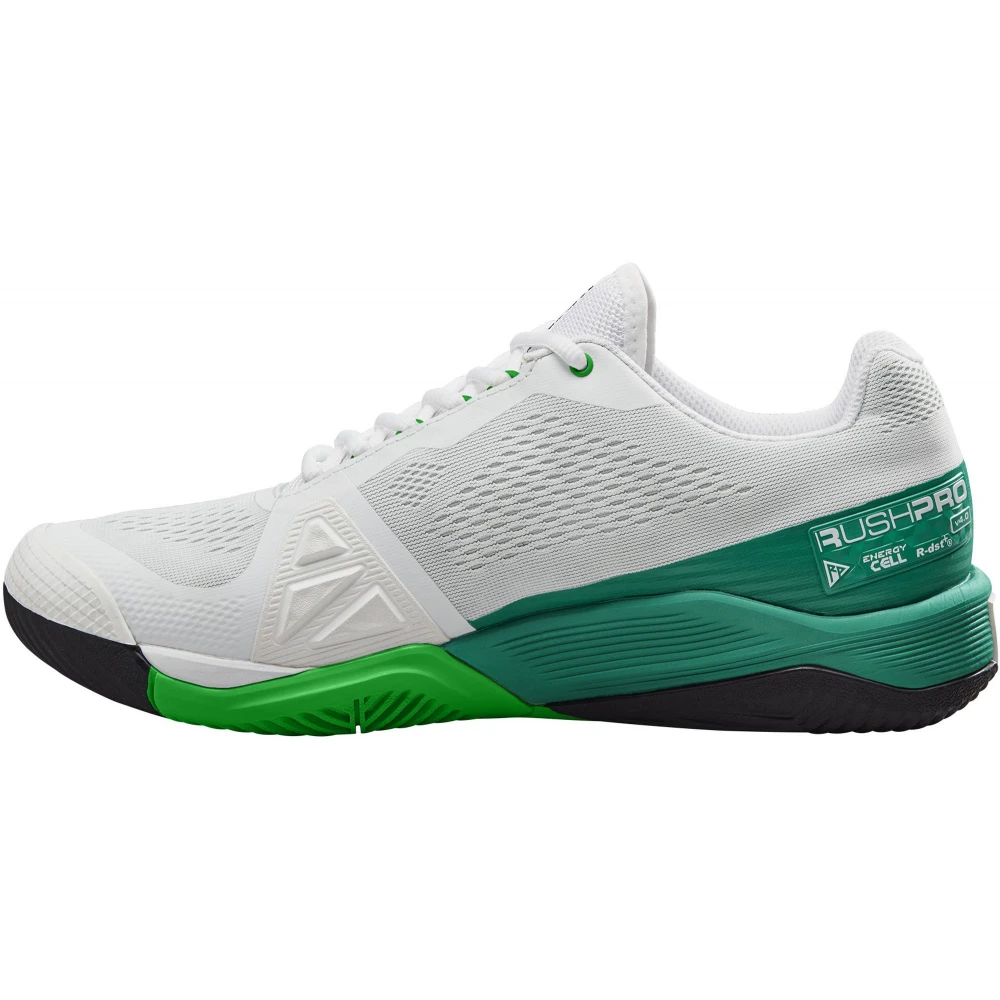 Wilson Men’s Rush Pro 4.0 Tennis Shoes (White/Bosphorus/Green) - Image 2